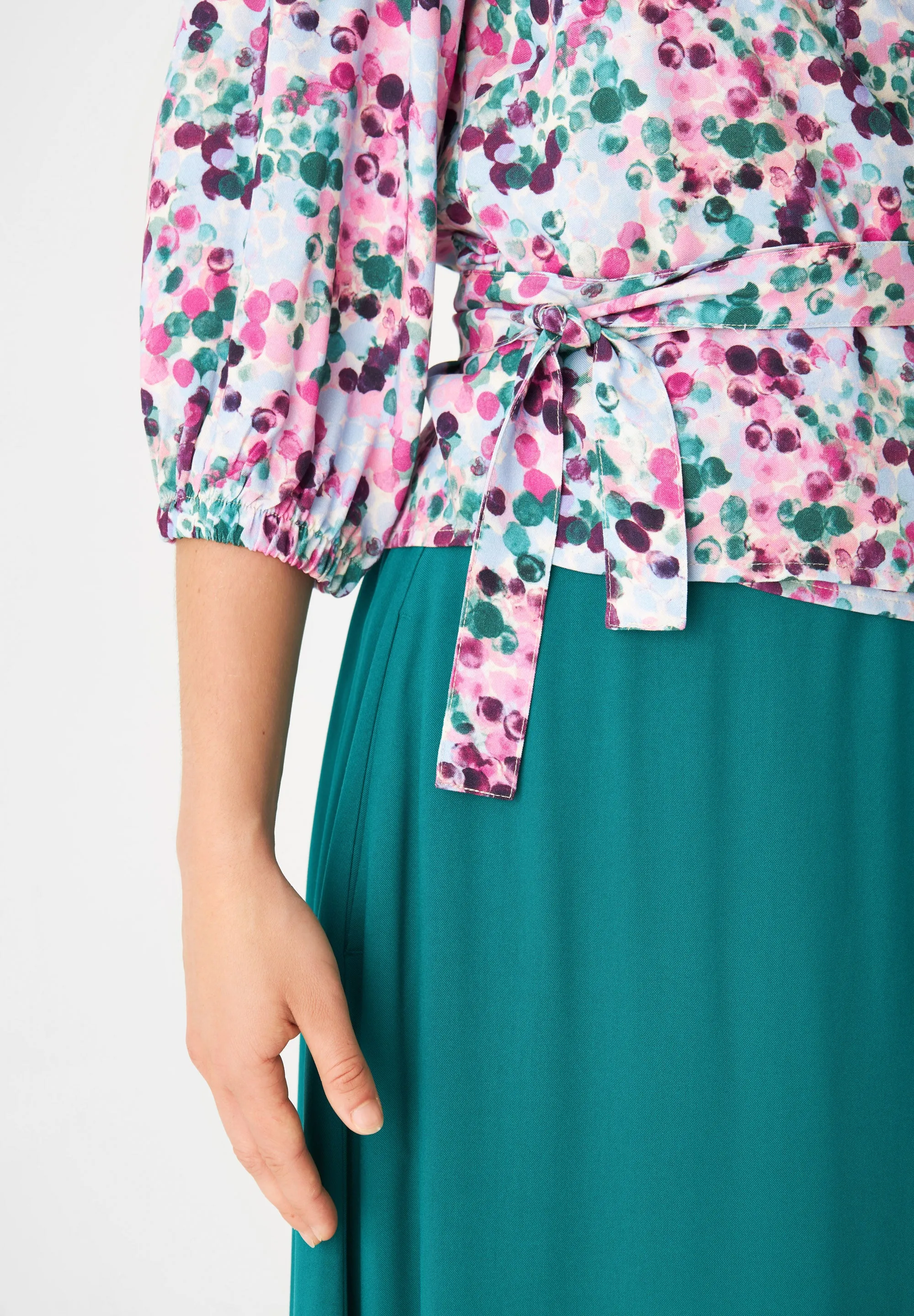 Wrap Blouse GBNATASHA From LENZING™ ECOVERO™ - Green / Violet (Bubbles) Givn Berlin