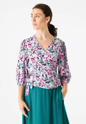 Wrap Blouse GBNATASHA From LENZING™ ECOVERO™ - Green / Violet (Bubbles) Givn Berlin