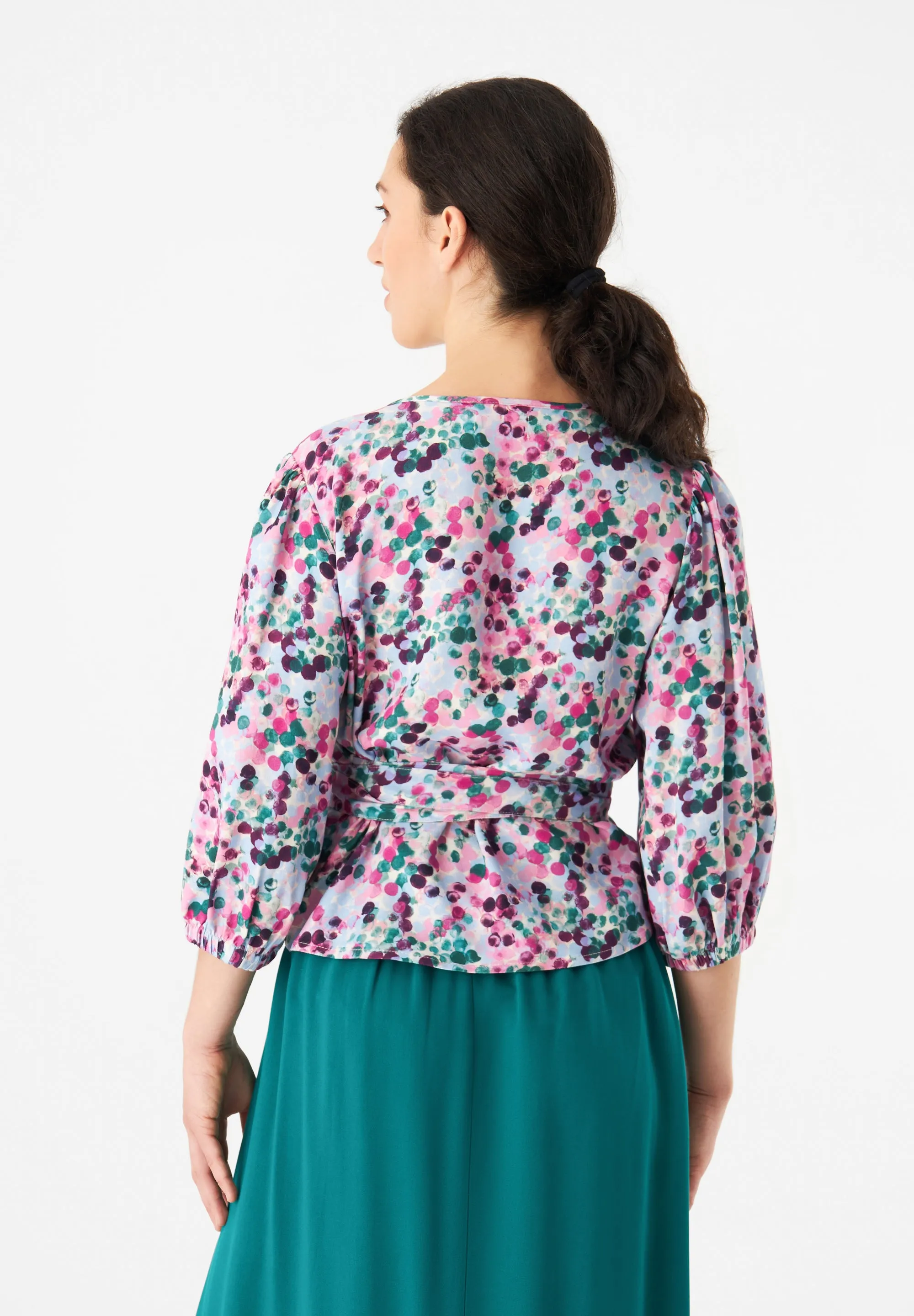 Wrap Blouse GBNATASHA From LENZING™ ECOVERO™ - Green / Violet (Bubbles) Givn Berlin
