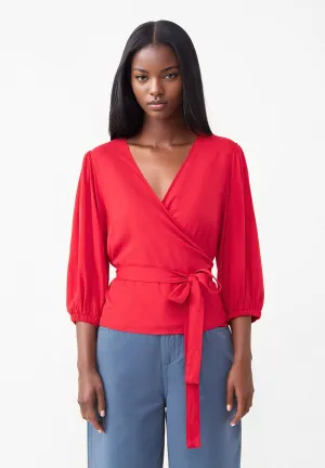 Wrap Blouse GBNATASHA From LENZING™ ECOVERO™ - Strawberry Givn Berlin