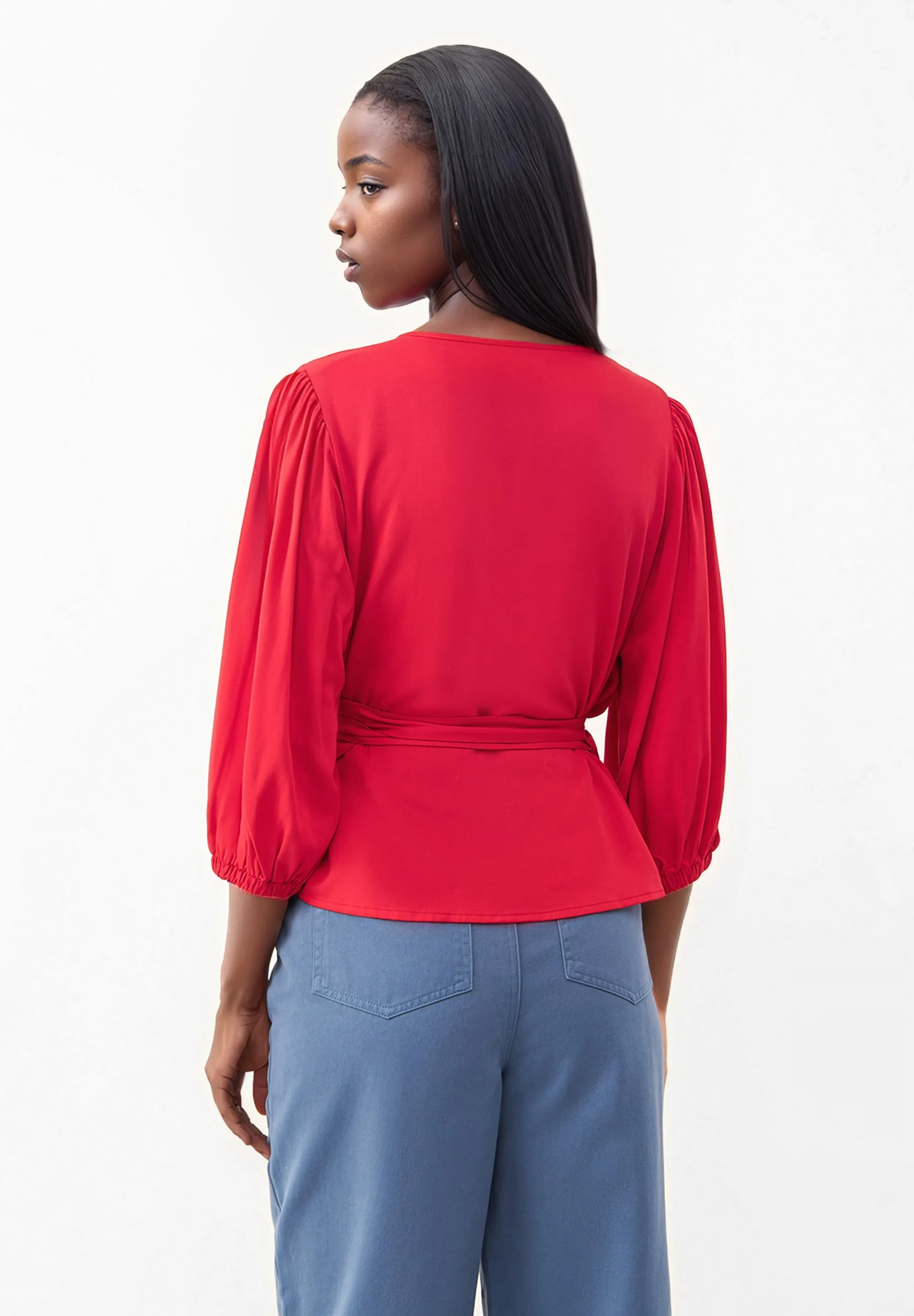 Wrap Blouse GBNATASHA From LENZING™ ECOVERO™ - Strawberry Givn Berlin