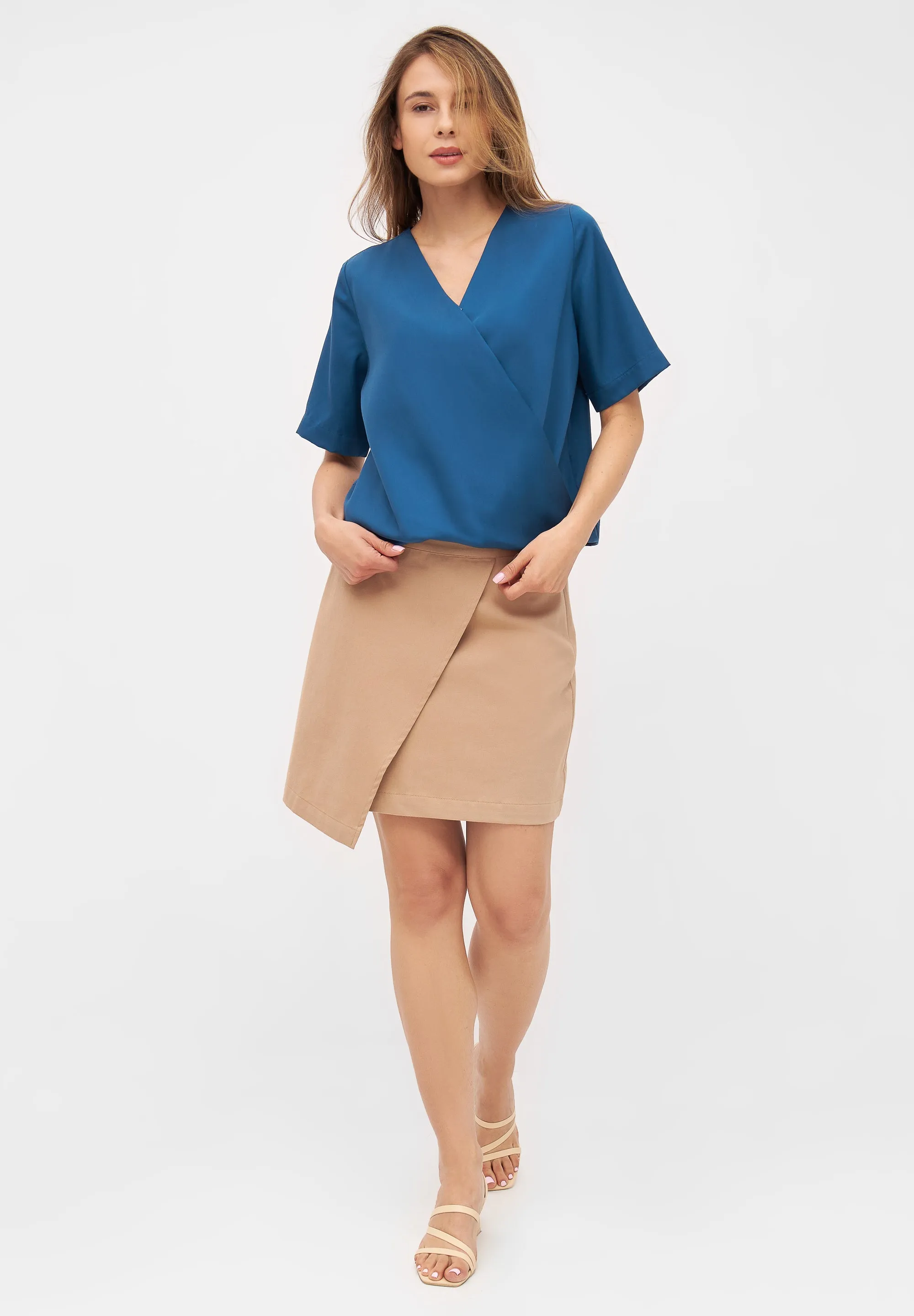 Wrap blouse MISHA in TENCEL™ REFIBRA™ Lyocell - Ocean Blue (Refibra) Givn Berlin