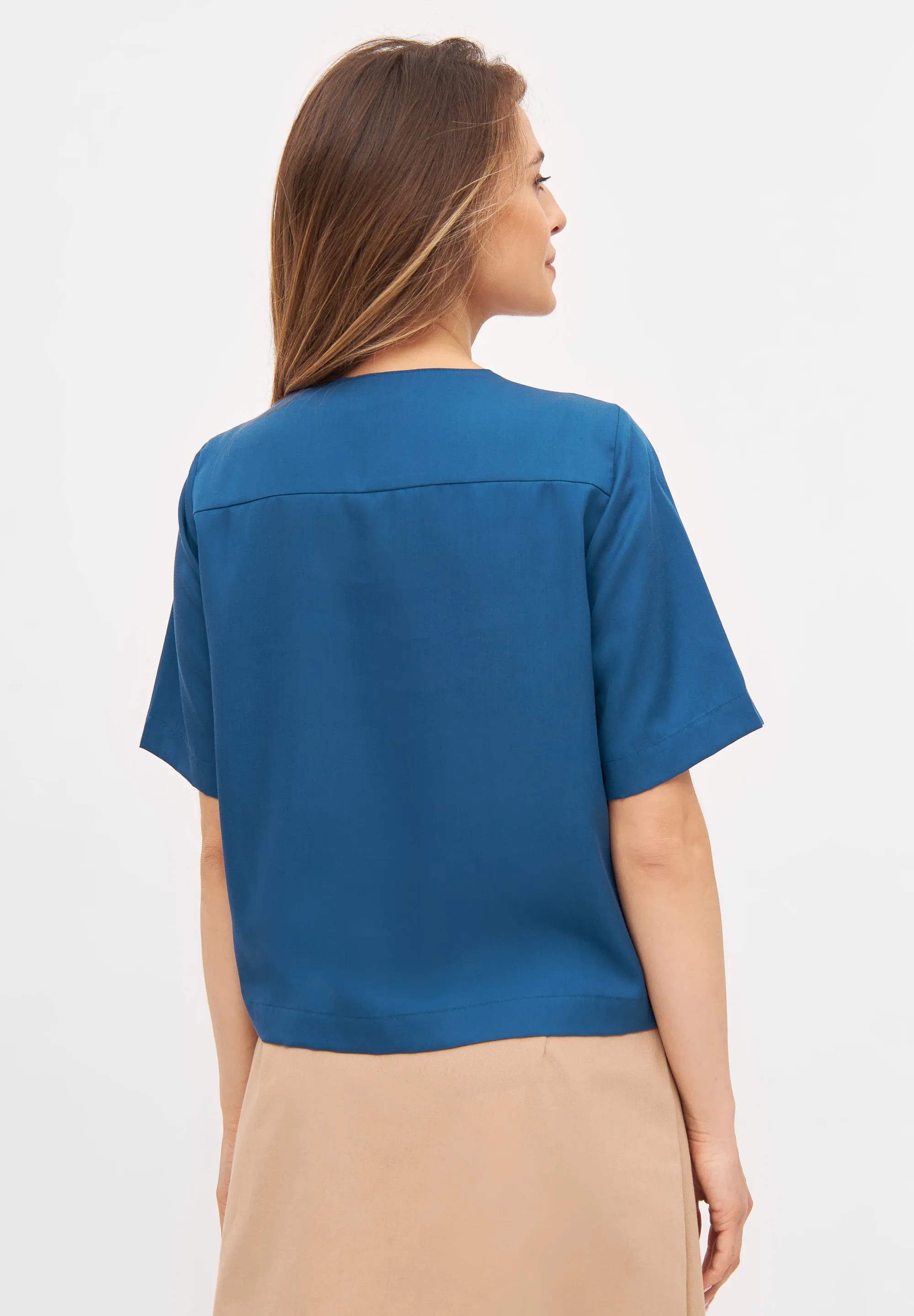 Wrap blouse MISHA in TENCEL™ REFIBRA™ Lyocell - Ocean Blue (Refibra) Givn Berlin