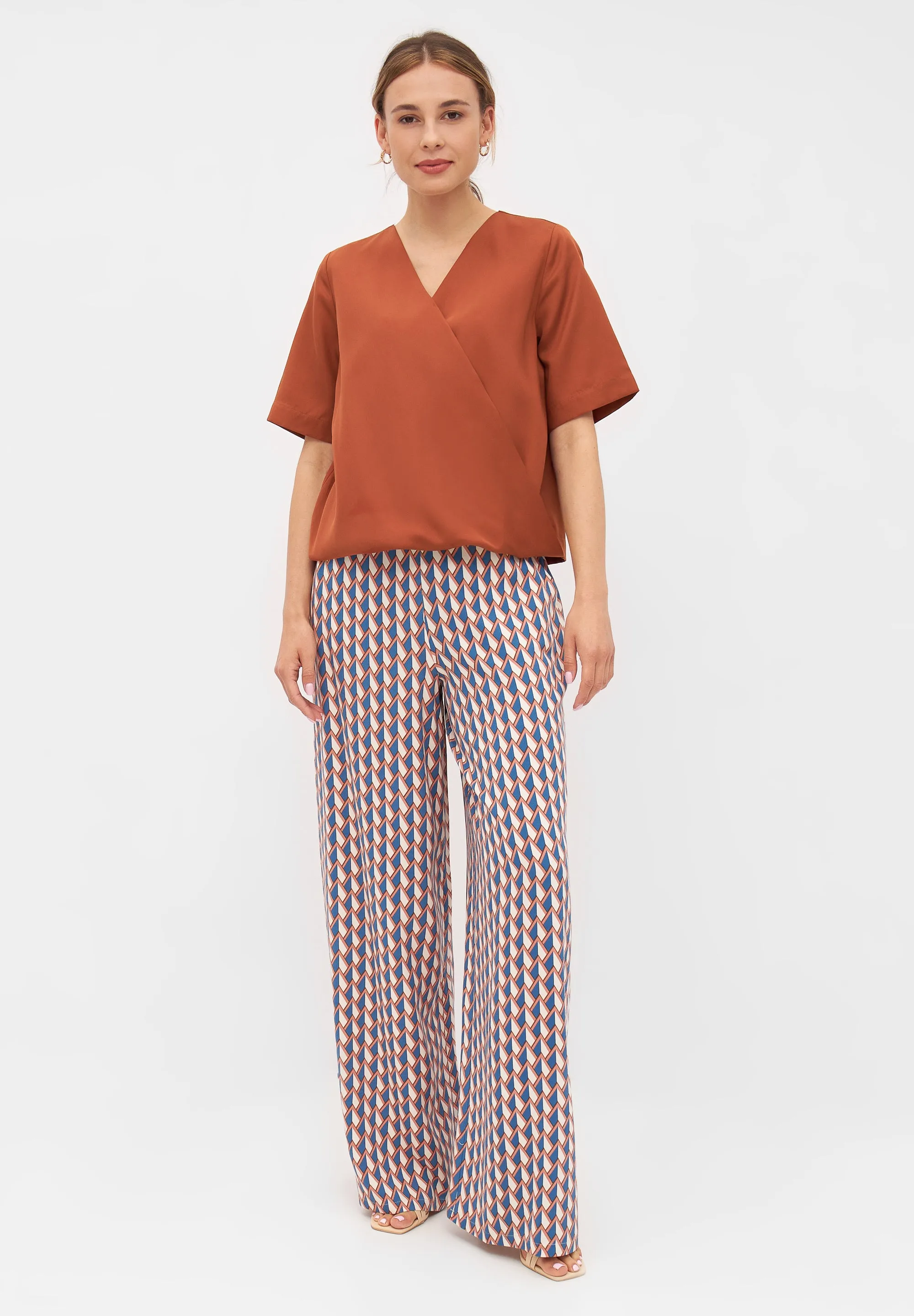 Wrap blouse MISHA in TENCEL™ REFIBRA™ Lyocell - Terracotta (Refibra) Givn Berlin