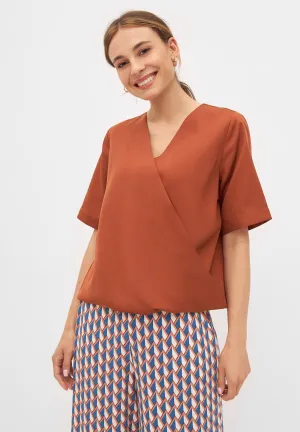 Wrap blouse MISHA in TENCEL™ REFIBRA™ Lyocell - Terracotta (Refibra) Givn Berlin