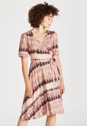 Wrap dress VANESSA from LENZING™ ECOVERO™ - Muddy Pink (Tie Dye) Givn Berlin